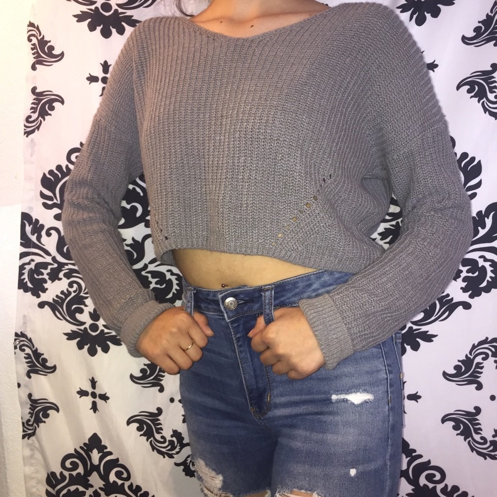 Grey knitted crop sweater